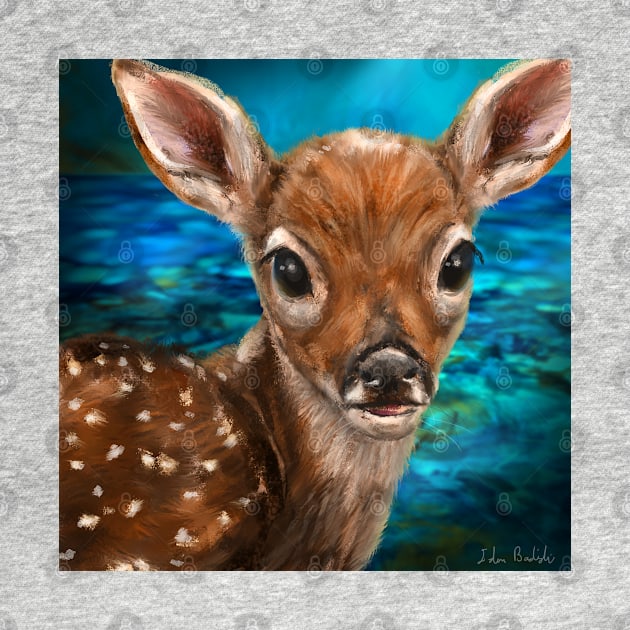 Cute White Tailed Deer - Digital Painting by ibadishi